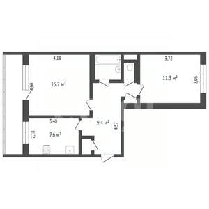 2-к квартира, вторичка, 50м2, 5/5 этаж