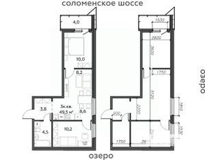 3-к квартира, строящийся дом, 49м2, 21/25 этаж