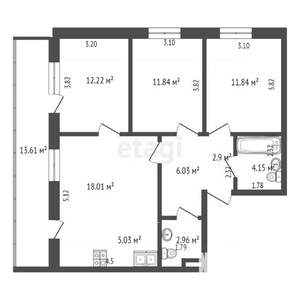 4-к квартира, вторичка, 89м2, 7/7 этаж