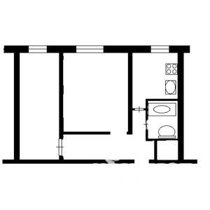 2-к квартира, вторичка, 41м2, 1/4 этаж