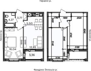 2-к квартира, строящийся дом, 46м2, 6/8 этаж