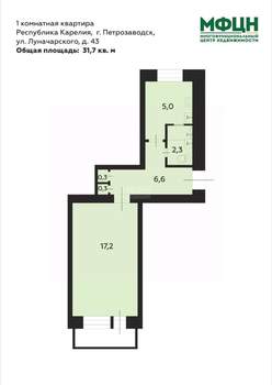 1-к квартира, вторичка, 32м2, 3/5 этаж