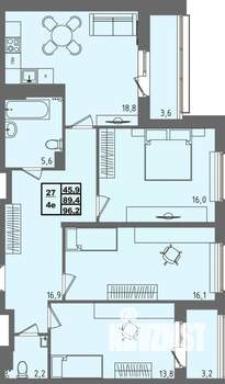 3-к квартира, вторичка, 96м2, 4/4 этаж