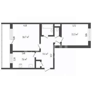 2-к квартира, вторичка, 50м2, 5/5 этаж