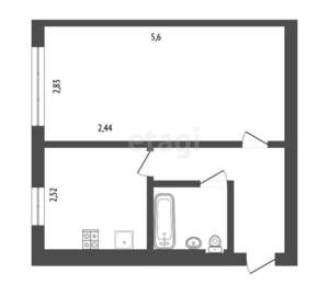 1-к квартира, вторичка, 30м2, 5/5 этаж