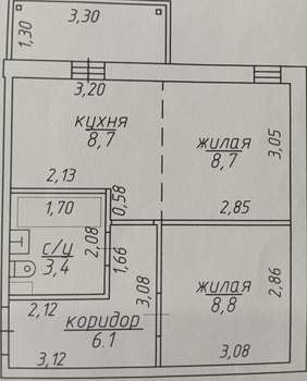 2-к квартира, вторичка, 35м2, 3/5 этаж