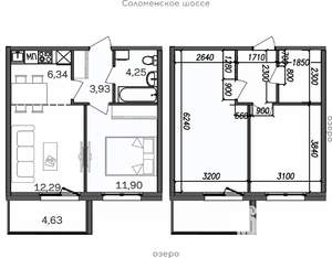 2-к квартира, строящийся дом, 43м2, 3/9 этаж
