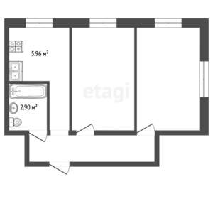 2-к квартира, вторичка, 41м2, 1/4 этаж
