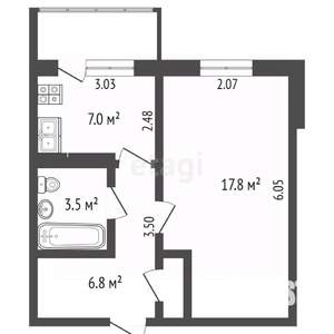 1-к квартира, вторичка, 36м2, 8/9 этаж