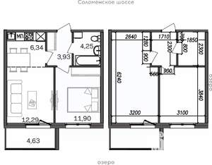 2-к квартира, строящийся дом, 43м2, 4/9 этаж