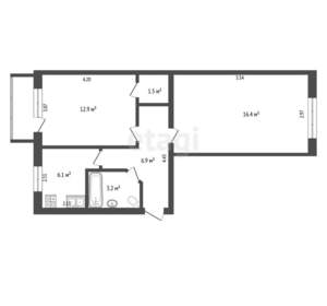 2-к квартира, вторичка, 47м2, 4/5 этаж