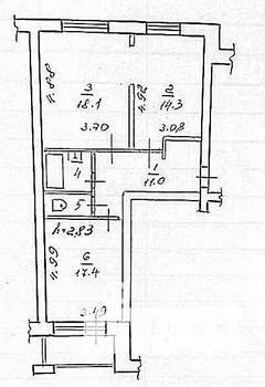 2-к квартира, вторичка, 73м2, 3/5 этаж