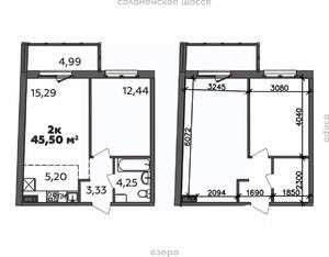 2-к квартира, строящийся дом, 46м2, 8/9 этаж