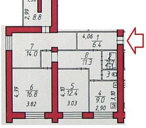 3-к квартира, вторичка, 79м2, 2/5 этаж