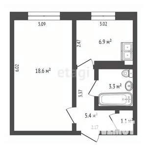 1-к квартира, вторичка, 36м2, 1/5 этаж