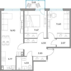 3-к квартира, вторичка, 65м2, 3/7 этаж