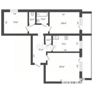 3-к квартира, вторичка, 62м2, 7/9 этаж