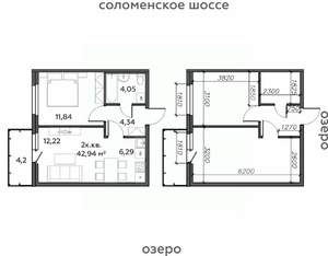 2-к квартира, строящийся дом, 43м2, 5/21 этаж