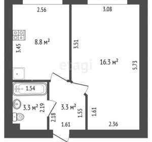 1-к квартира, вторичка, 32м2, 3/4 этаж