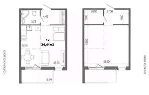 1-к квартира, строящийся дом, 34м2, 5/14 этаж
