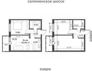 2-к квартира, строящийся дом, 43м2, 17/21 этаж