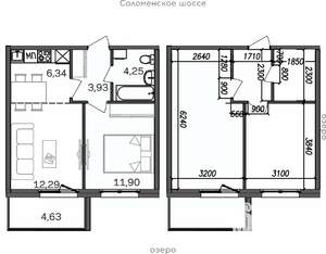2-к квартира, строящийся дом, 43м2, 5/9 этаж
