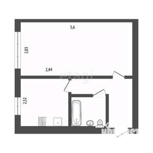 1-к квартира, вторичка, 30м2, 5/5 этаж