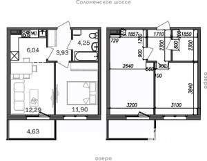 2-к квартира, строящийся дом, 43м2, 5/9 этаж