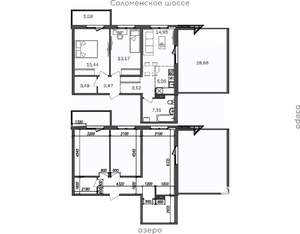 3-к квартира, строящийся дом, 100м2, 8/9 этаж