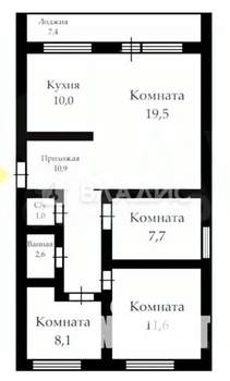 4-к квартира, вторичка, 75м2, 7/10 этаж