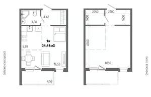 1-к квартира, строящийся дом, 34м2, 4/14 этаж