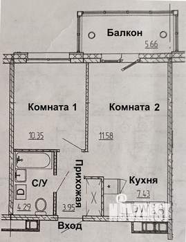 2-к квартира, вторичка, 37м2, 2/8 этаж