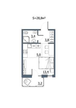 Студия квартира, строящийся дом, 29м2, 2/7 этаж
