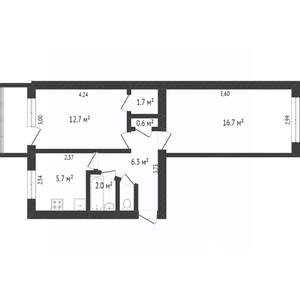 2-к квартира, вторичка, 44м2, 4/5 этаж
