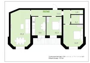 3-к квартира, вторичка, 76м2, 10/10 этаж