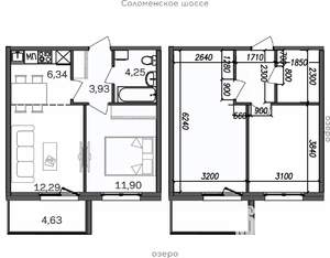 2-к квартира, строящийся дом, 43м2, 9/9 этаж