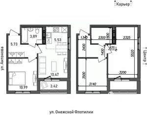 2-к квартира, строящийся дом, 40м2, 11/17 этаж