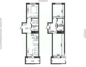 2-к квартира, строящийся дом, 48м2, 5/14 этаж