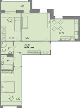 3-к квартира, вторичка, 79м2, 1/4 этаж