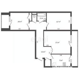 3-к квартира, вторичка, 65м2, 1/9 этаж