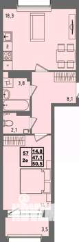 1-к квартира, вторичка, 51м2, 2/4 этаж