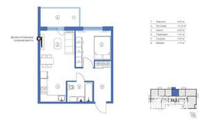 2-к квартира, строящийся дом, 42м2, 4/12 этаж