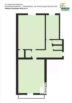2-к квартира, вторичка, 47м2, 3/5 этаж