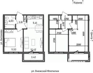 2-к квартира, строящийся дом, 41м2, 11/17 этаж