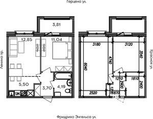2-к квартира, строящийся дом, 41м2, 4/8 этаж