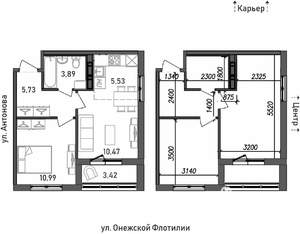 2-к квартира, строящийся дом, 40м2, 8/17 этаж