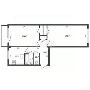 2-к квартира, вторичка, 48м2, 5/5 этаж
