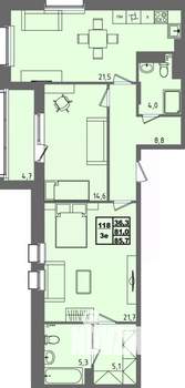 2-к квартира, вторичка, 86м2, 2/4 этаж