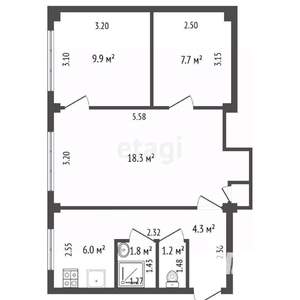 3-к квартира, вторичка, 50м2, 1/5 этаж