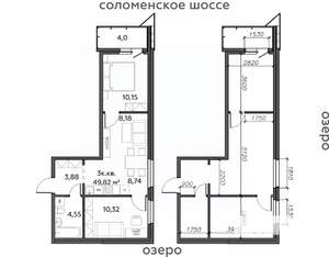 3-к квартира, строящийся дом, 50м2, 18/21 этаж